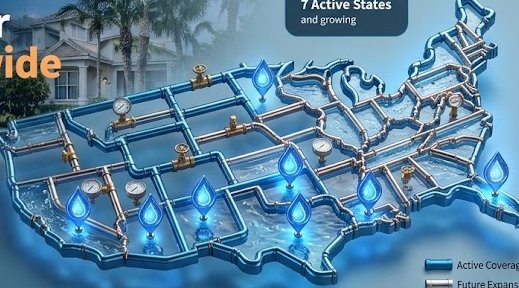 3D Plumbing network map showing national municipal nodes