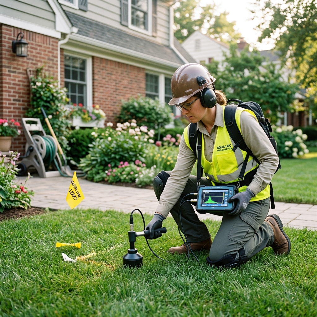 Certified leak detection specialist reviewing foundation moisture maps